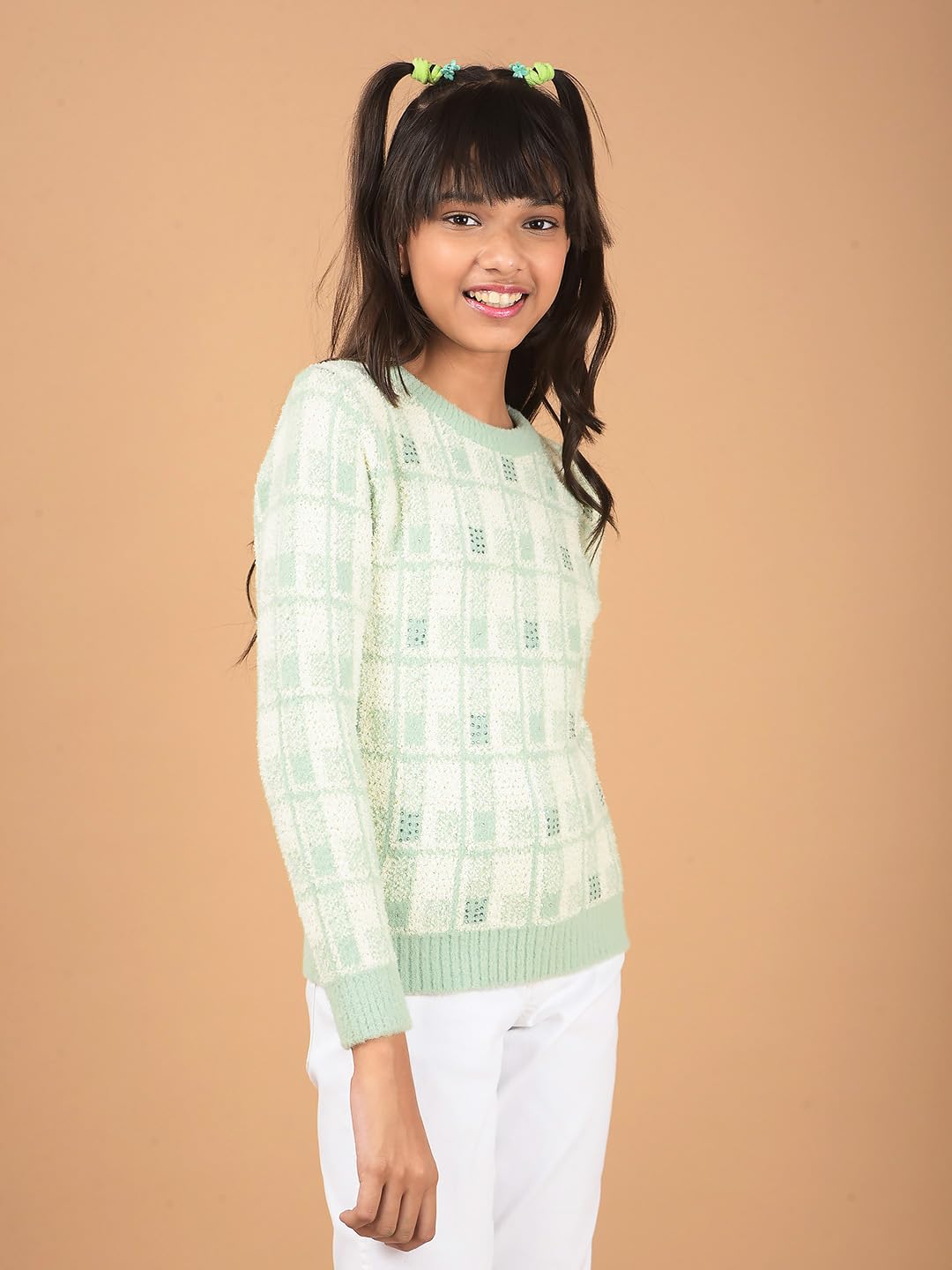 Crimsoune Club Girl's Green Embellished Sweater (13-14Y) 1