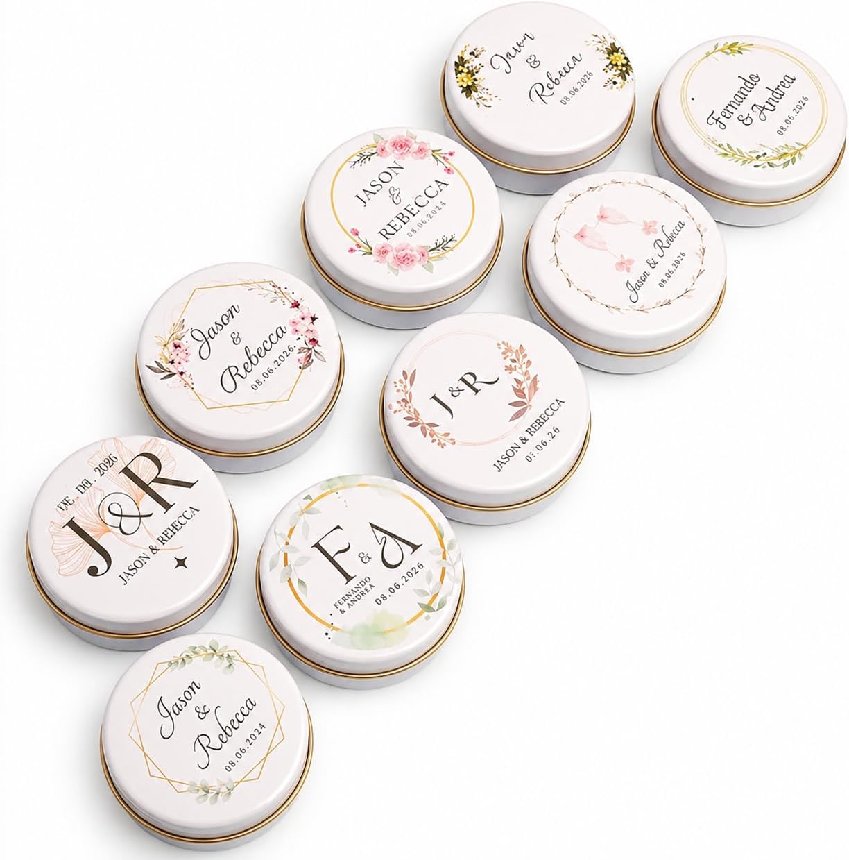Personalized Candle Wedding Favors for Guests Bulk 12-100 Pack - Custom Candle Party Favors with Names and Date for Bridal Shower, Baby Shower, Birthday, Engagement and Wedding Keepsakes