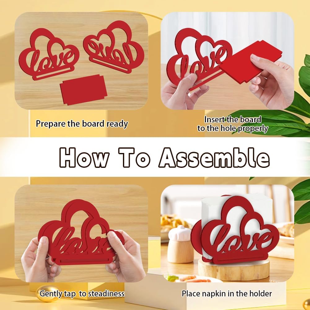SUPERDANT Heart Shape Wooden Napkin Holder Napkin Dispenser