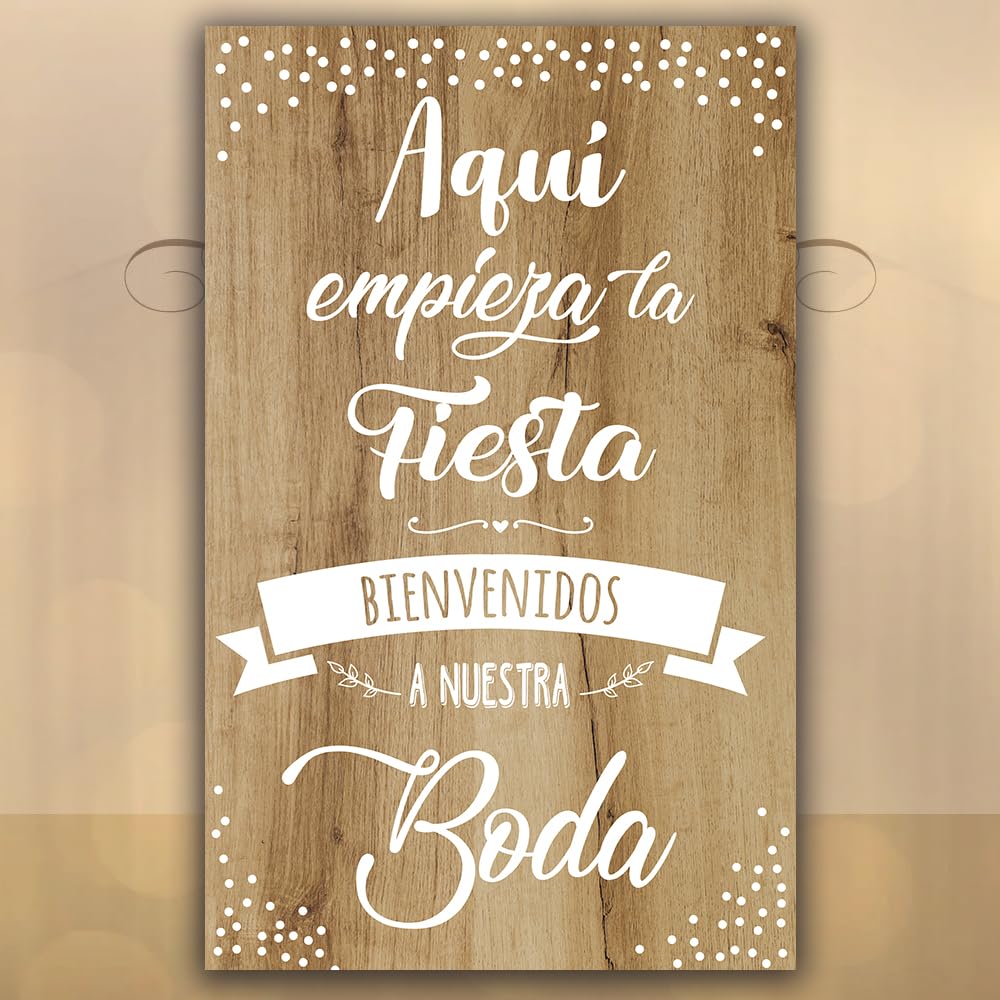 Decoración Boda | Cartel Aqui Comienza la Fiesta | 70cm x 80cm