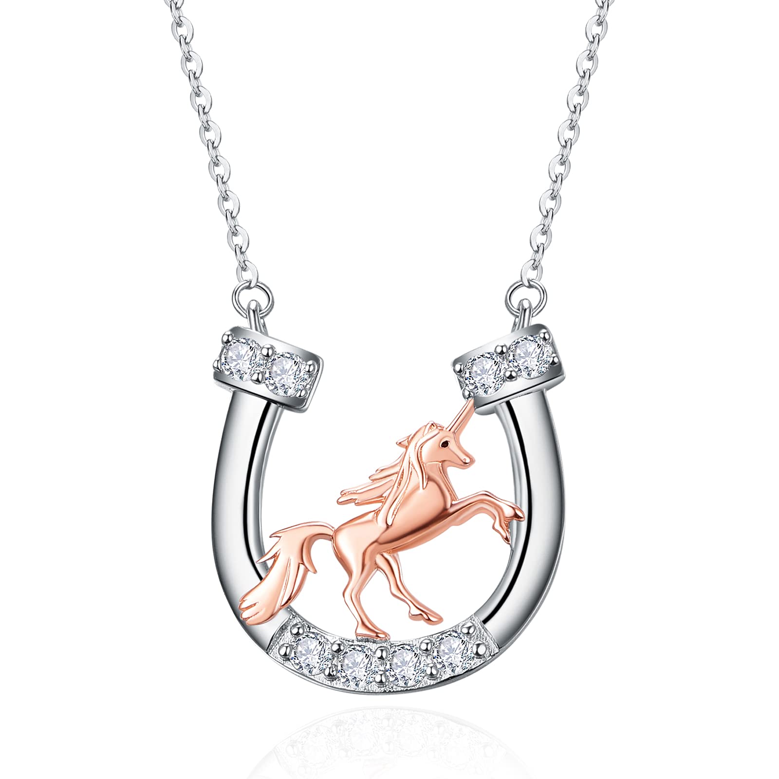 Collar de caballo en forma de U plata ley 925 para niños 7