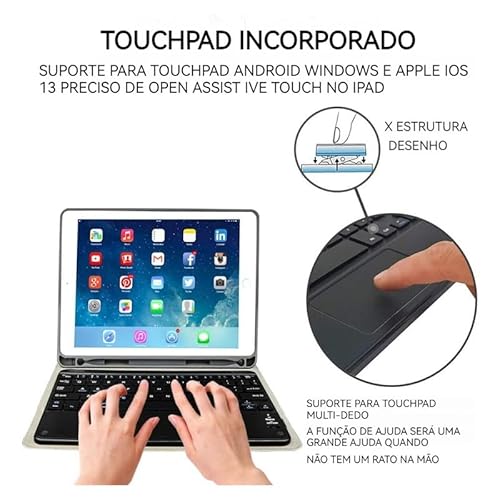 Capa Para Tablet Com Teclado Bluetooth Para iPad Air4/Air5 10.9 Polegadas (Cinza Lavanda, Teclado de