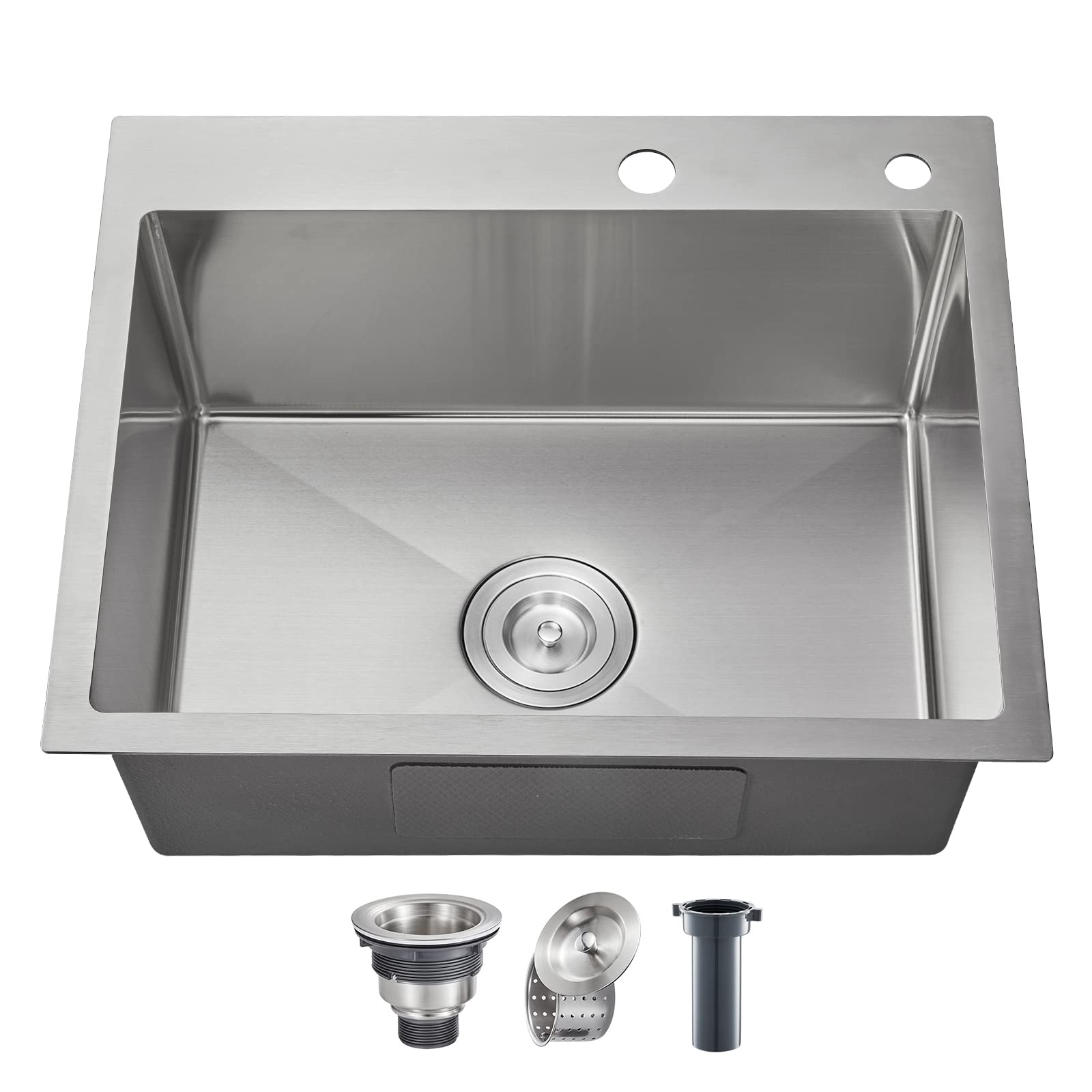 POPFLY 25inch Workstation Sink Single Bowl, Topmount Kitchen Sink
