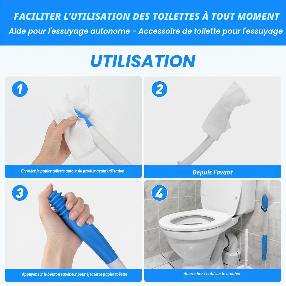 Outils de Toilette Pince de Toilette Pliable Buddy SIDA avec Crochet pour Femmes Handicapées et Enceintes