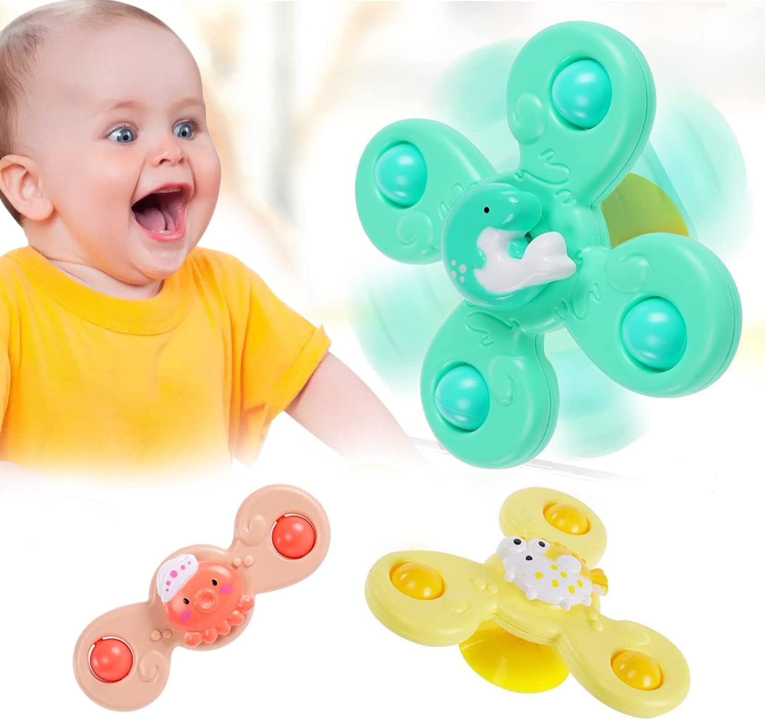 Suction Cup Spinner ToysEarly Learning Sensory Baby Bath Spinner Toy