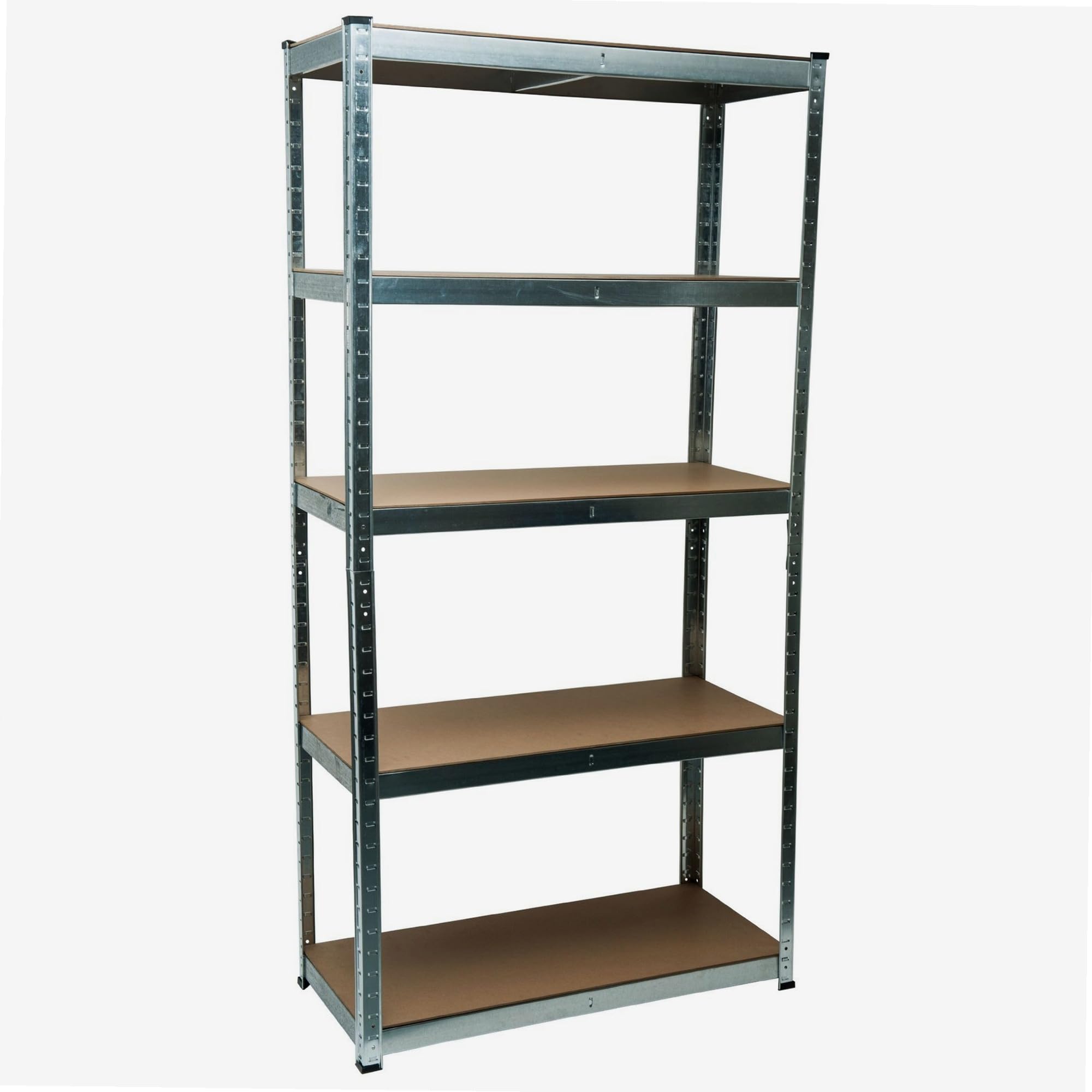 WERKA PRO Modular shelving unit with 5 shelves in galvanised steel and MDF wood, 875 kg capacity, ideal for garage or workshop, dimensions 180 x 90 x 40 cm, grey.