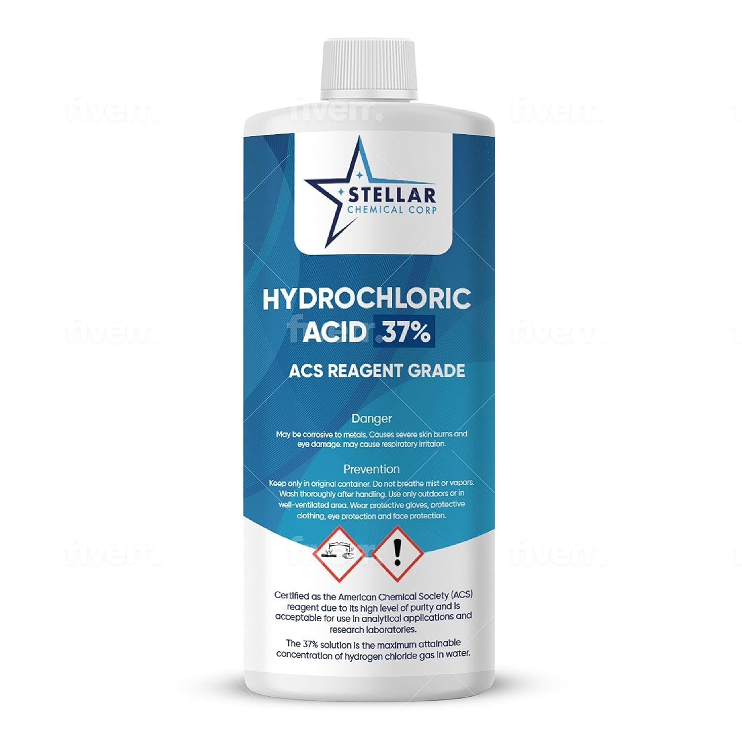 Hydrochloric Acid 37% Solution, ACS Reagent Grade-1 Quart~ Stellar Chemical Corp