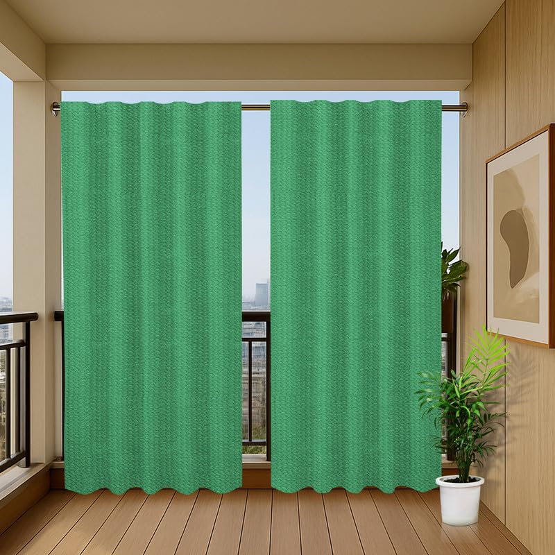 MetDeals HDPE Breathable Fabric 85% Sun Blockage & UV & Dust Protection Rod Pocket with Closure Band Curtain for Balcony,Window & Door(Green_4.5X6.5 Feet) Piece of 2-image-9