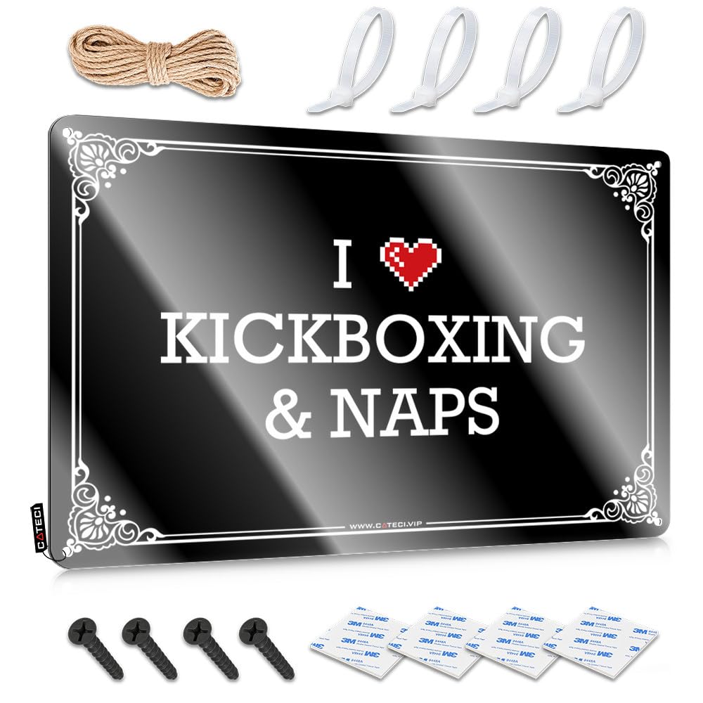 Fzfn Men's Colour I Love Kickboxing & Naps Funny Sign Dorm Decorations | Western Sweet Decorative Wall Art(30X40cm)