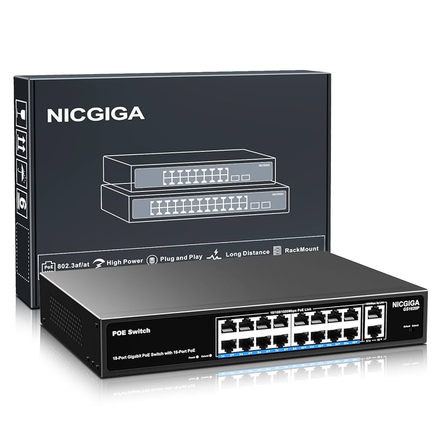 Amazon.co.jp: 16 Ports Gigabit PoE Switch Unmanaged, 16 Port
