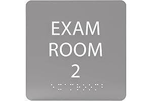 6" X6" Exam Room 2 Sign - ADA Compliant Tactile Graphics Grade...