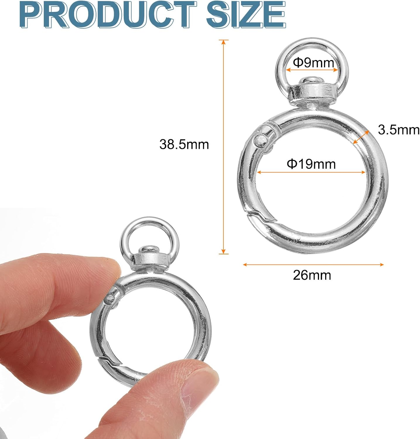 HARFINGTON Metal Spring O Ring Clips Snap Buckle Keyring for Purse Shoulder Bag Leather DIY Crafts