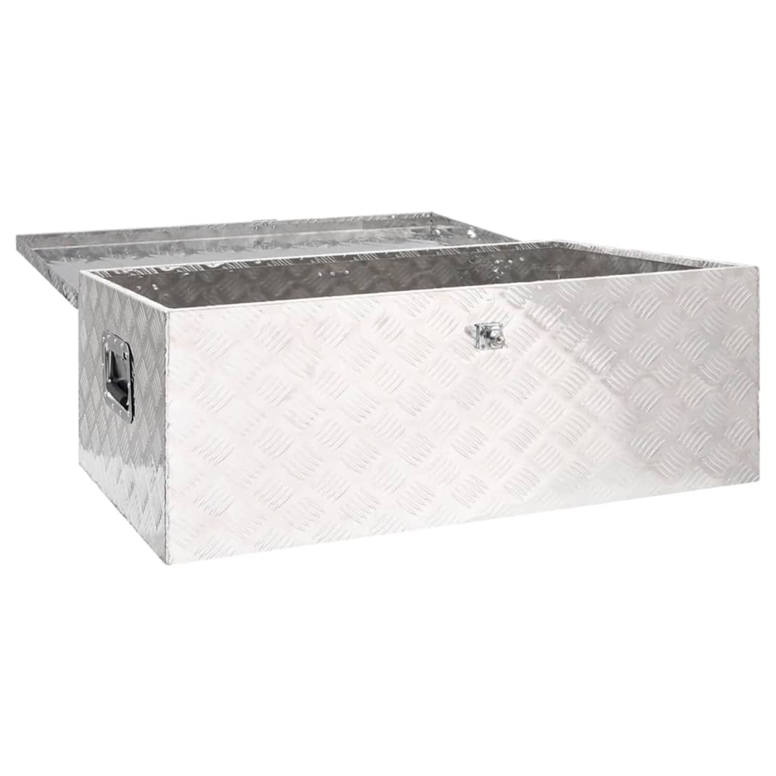 ShGaxin Scatola di immagazzinaggio in alluminio, scatola degli attrezzi in metallo, 100 x 55 x 37 cm, argento