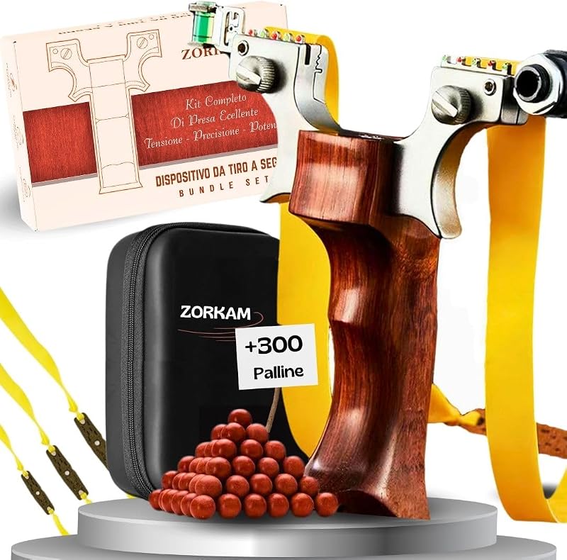 Kit da tiro a Segno- 3 Fasce di Elastico Rinforzato + 300 Palline Gioco all’Aperto Professionale di precisione e Caccia – Idea Regalo per Amanti di Tiro –
