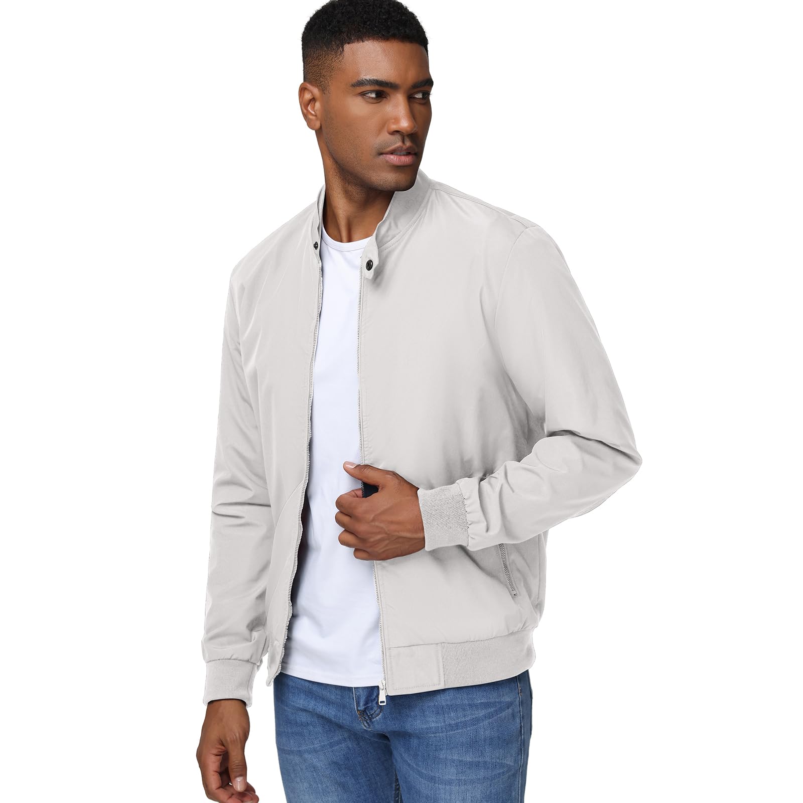 Veste bomber légère pour homme avec col montant - Veste demi-saison - Veste de loisirs