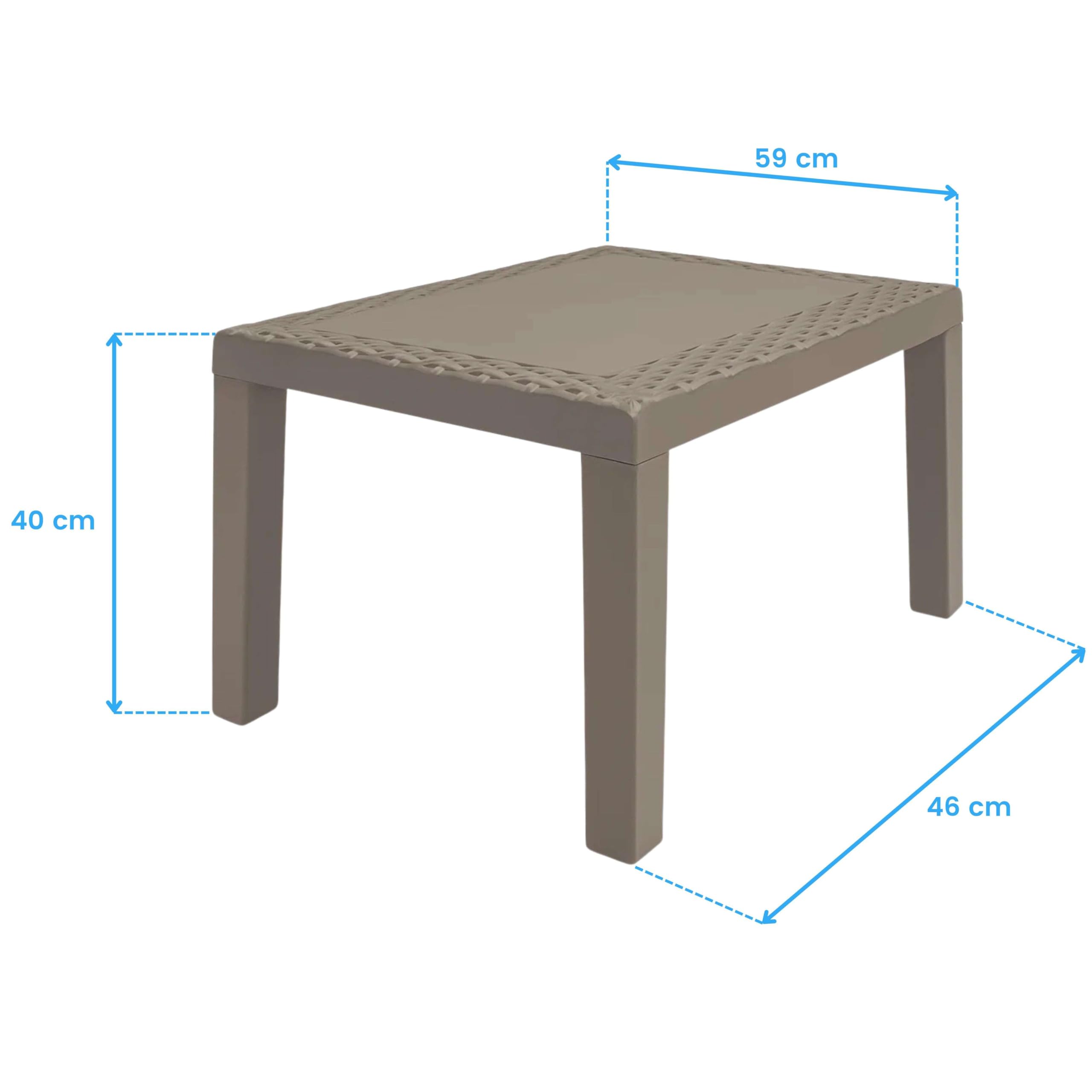 Miroytengo Mesa de Centro Jack para Exterior Estilo Moderno en Color Marrón Fija Fabricada en Polipropileno 46x59 cm