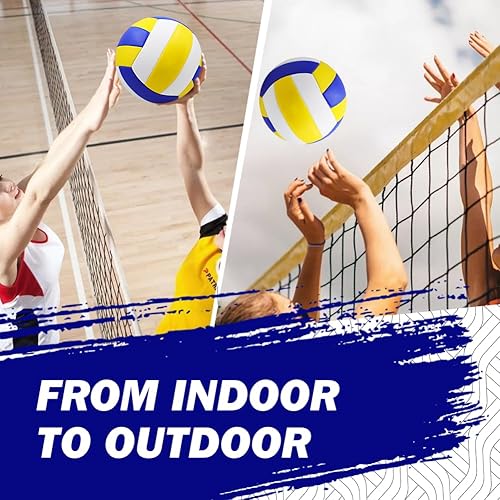 Miniatura 4 de Ukontagood Paquete de 9 pelotas de voleibol de tamaño oficial 5, voleibol para interiores y exteriores, impermeables, suaves, para piscina, playa,