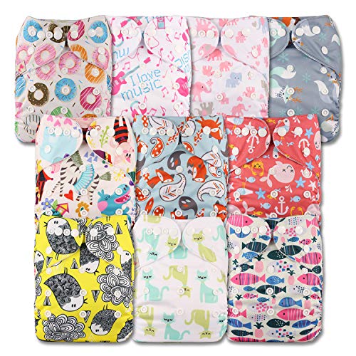 LittleBloom Bebé Pañales Lavables Pañal Reutilizable Insertos, Cierre: POPPER, Set de 10