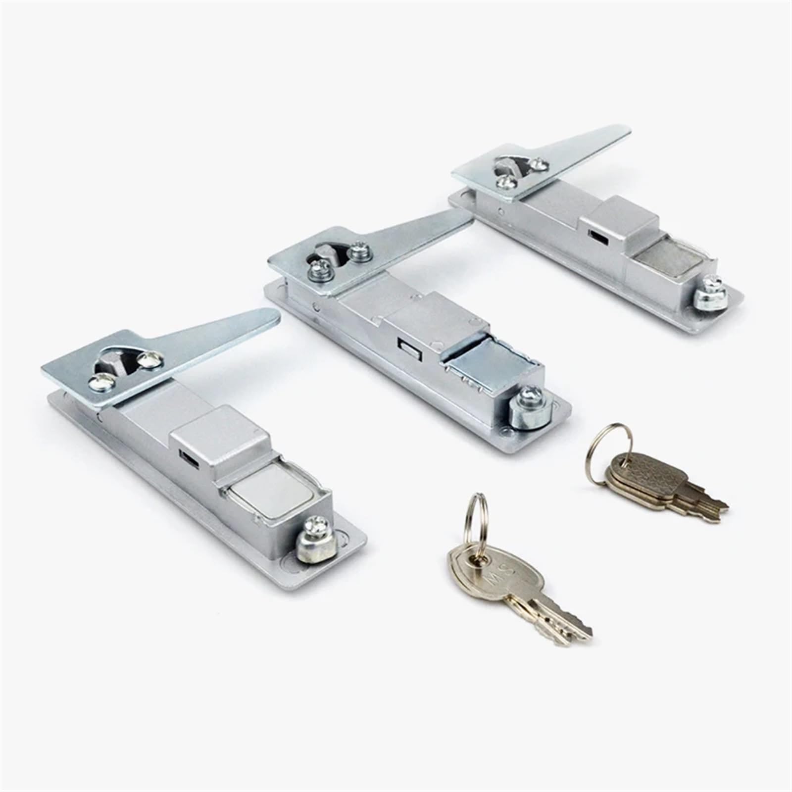 Cerradura plana, cerradura de botón Industrial, cerradura de gabinete de red de comunicación de información eléctrica, 1 Uds.(Silvery,With key)
