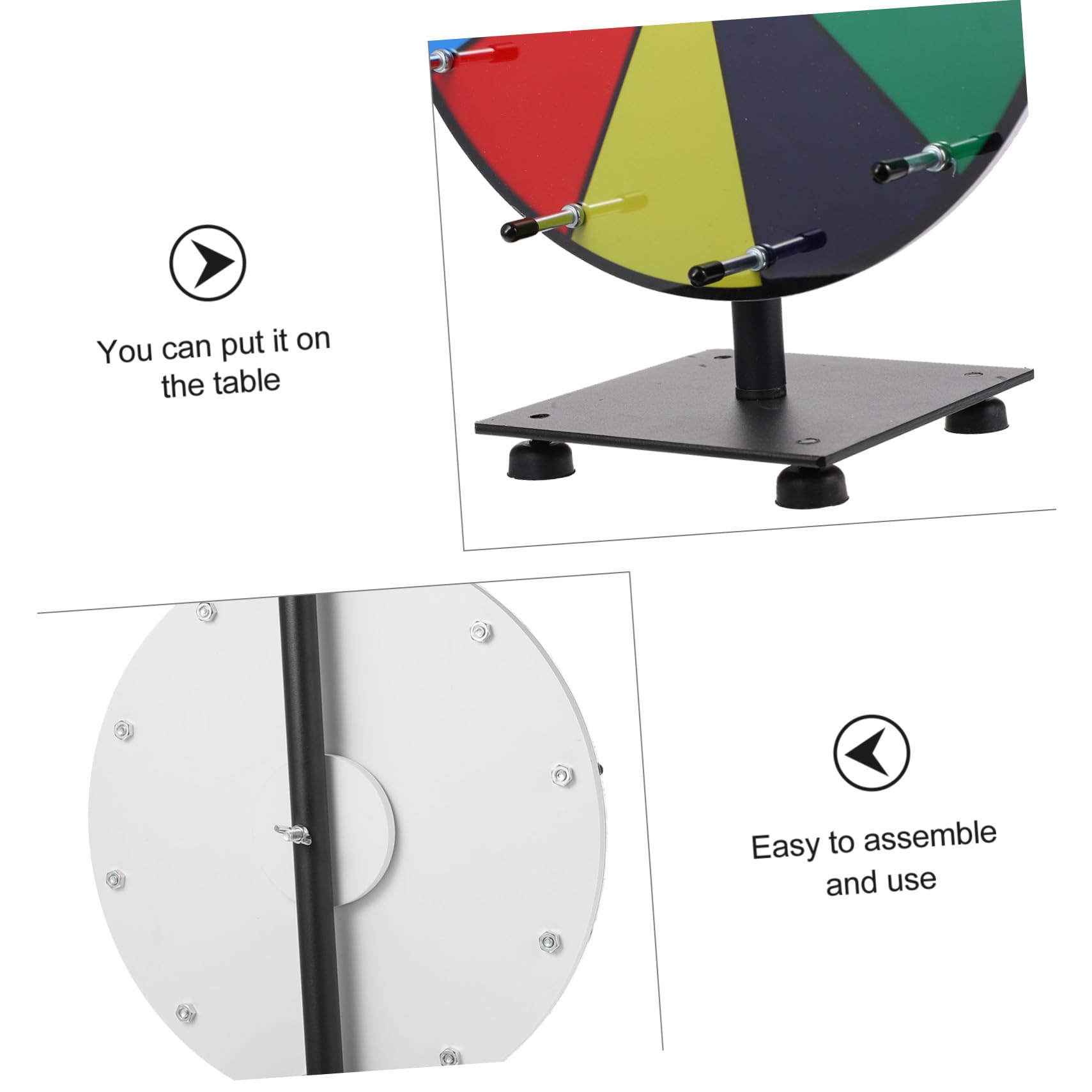 FRCOLOR Premium Gewinnrad zum Drehen mit Abwischbarer Oberfläche und Kompakter Bauweise aus Edelstahl und Kunststoff für Karneval und Klassenzimmer