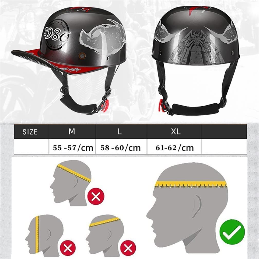 Motorrad-Halbhelme Mit Brille Und Gesichtsabdeckung, Retro-Schirmmütze Halbschale, Halbschalenhelm, DOT/ECE-geprüfter Vintage-Helm Im Deutschen Stil Für Männer Und Frauen (M/L/XL)