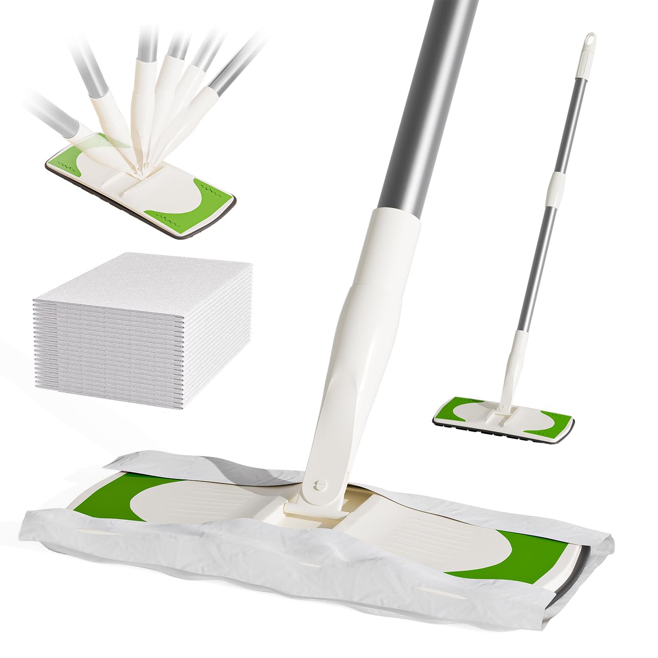 Joy Cruise Sweeper 2-in-1 Trocken- und Nassreinigungsgerät, professionelles Bodenwisch- und Kehrset enthält 1 Kehrmaschine, 40 trockene Wischtücher, 6 feuchte Wischtücher