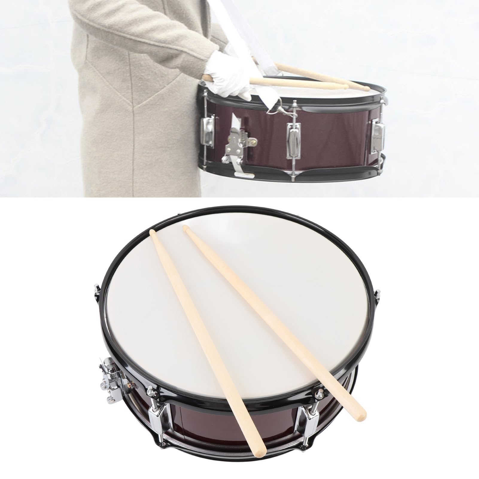 14x5,5in Snare Drum Set Blau Transparent Polyester Drumhead Professionelle Snare Drum Wine Rotes Finish