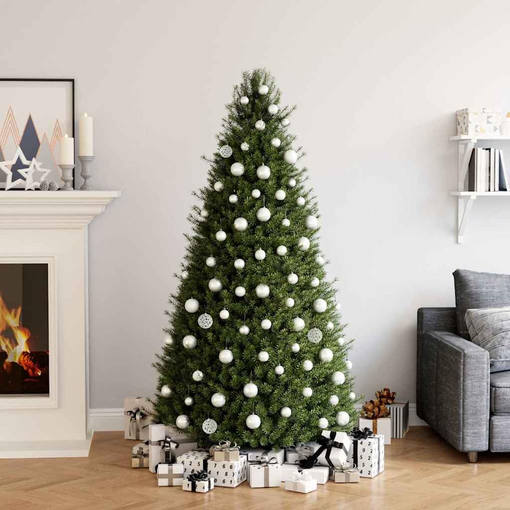 100-tlg. Weihnachtskugel-Set Weiß Kunststoff Glitzernd 3 Größen