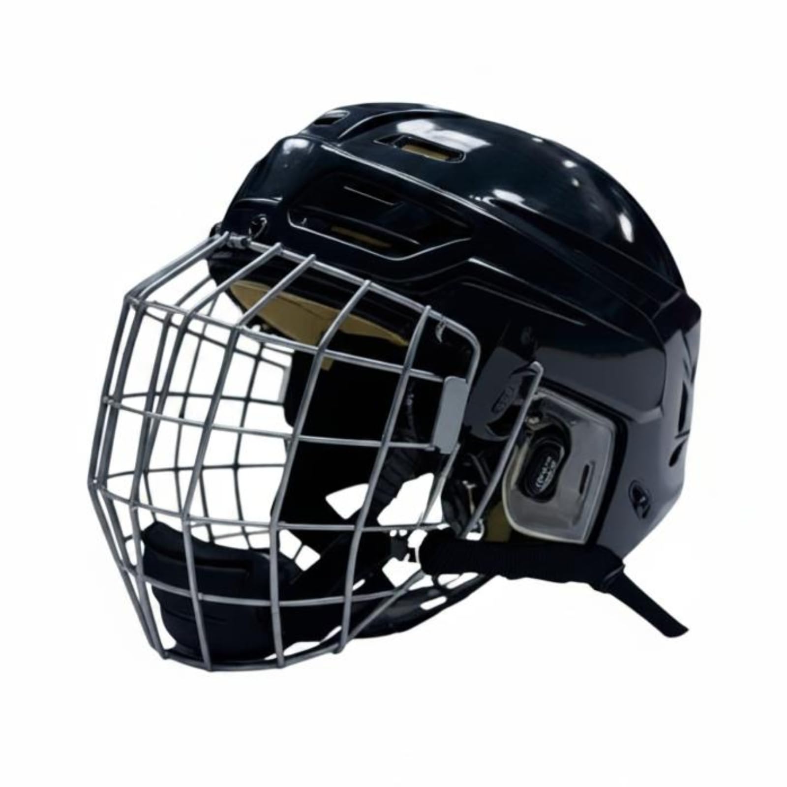 Casque de Hockey sur Glace Casque de Protection Facial Grillagé Coque Extérieure PP Doublure EVA Maintien Stable Sangle Réglable Ouvertures d'air