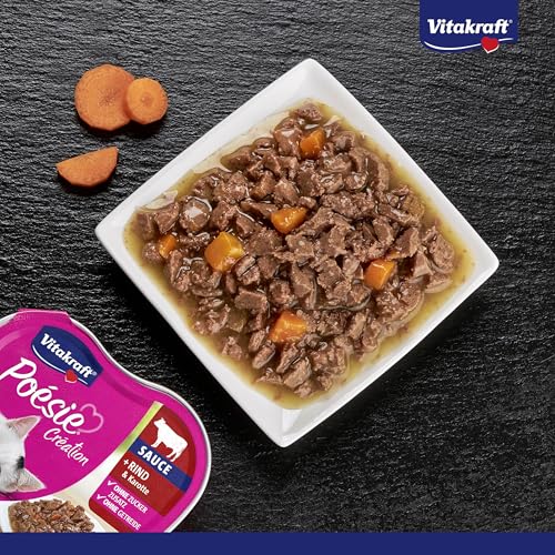 Vitakraft Poésie Création, Nassfutter Katze, Katzennassfutter in Sauce, mit Rind und Karotte, Vorratspackung… – Ansicht 2