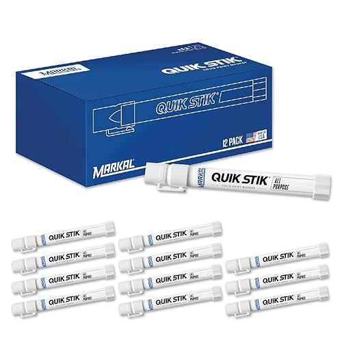 Markal Quik Stik Twist Marcador de tinta lisa y duradera (12 unidades)., Blanco, 12