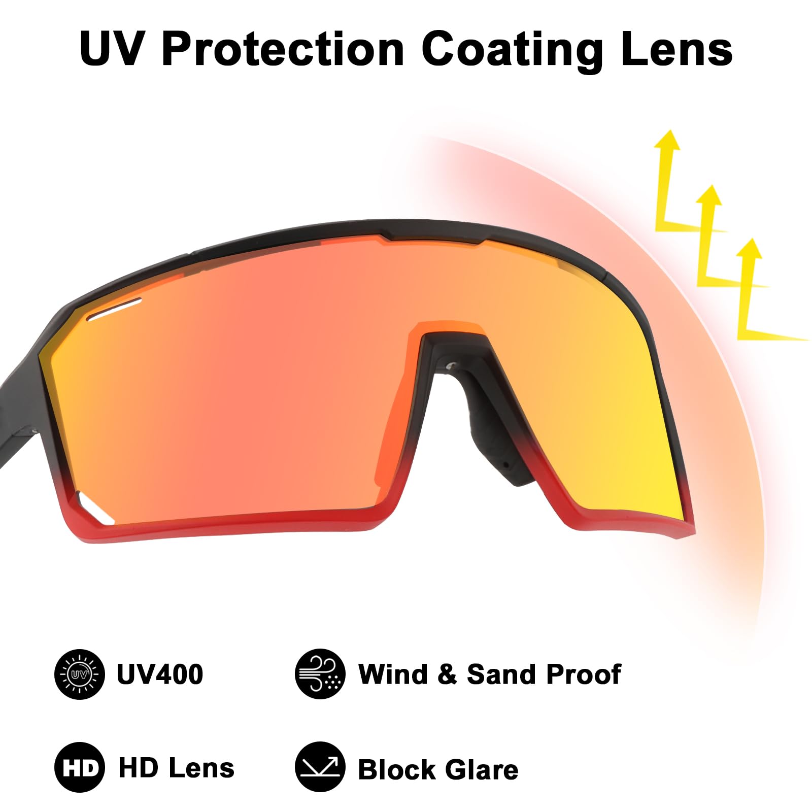 ToopMount Polarized Cycling Glasses, Sports Sunglasses with 3 Interchangeable Lenses - Image 3
