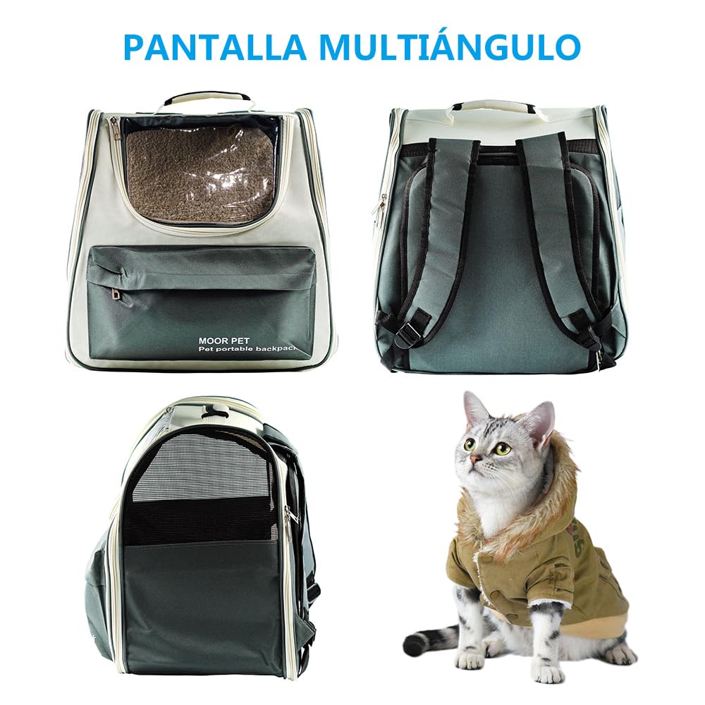SMELL & SMILE Transportadora Gatos Portátil y Transpirable Bolsa para Mascotas Perros Gatos Animales Color Gris