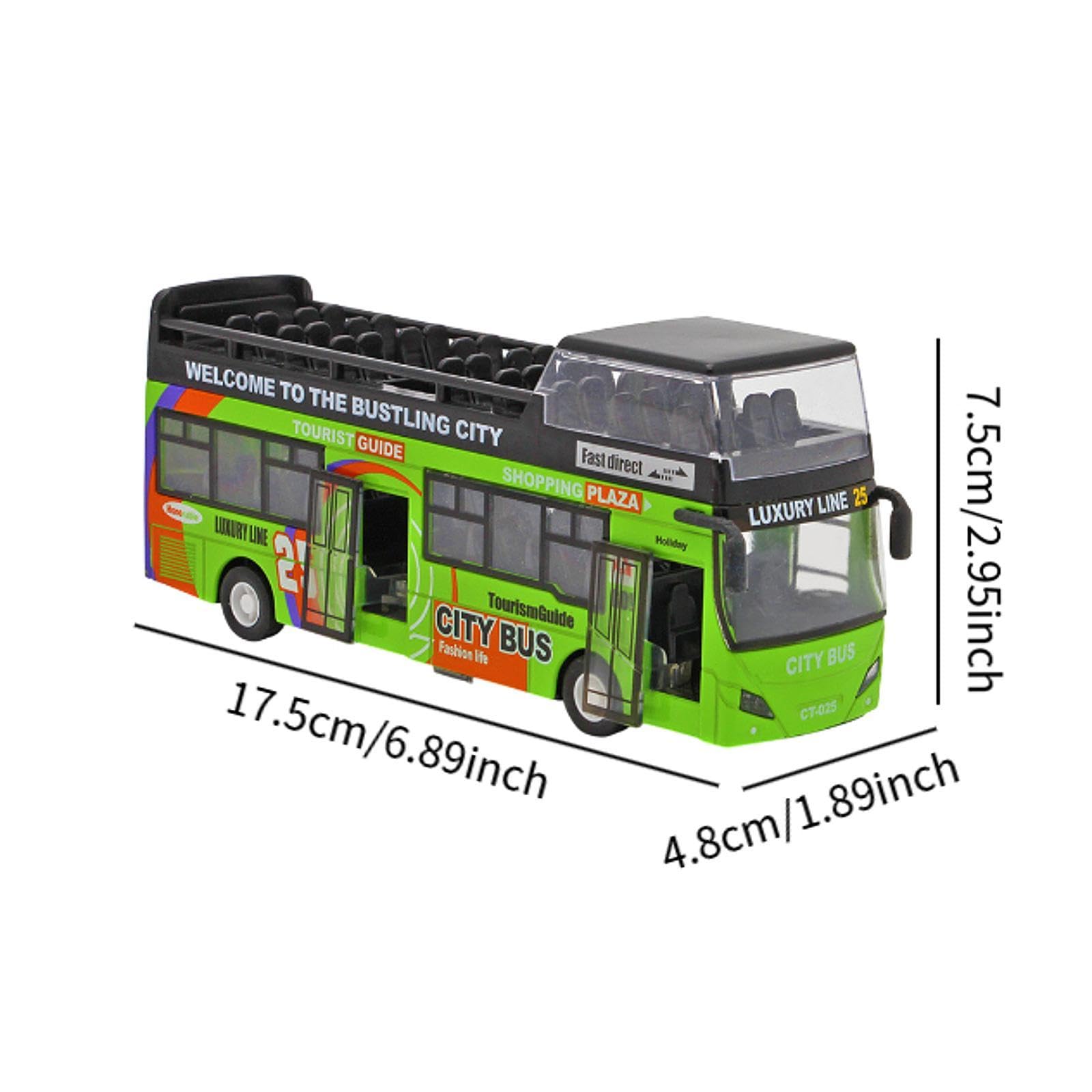 Autobús Turístico de Juguete, Modelo de Autobús Urbano, Juguete de Colección de Simulación para Niños Y Niñas. Regalo Ideal, Verde