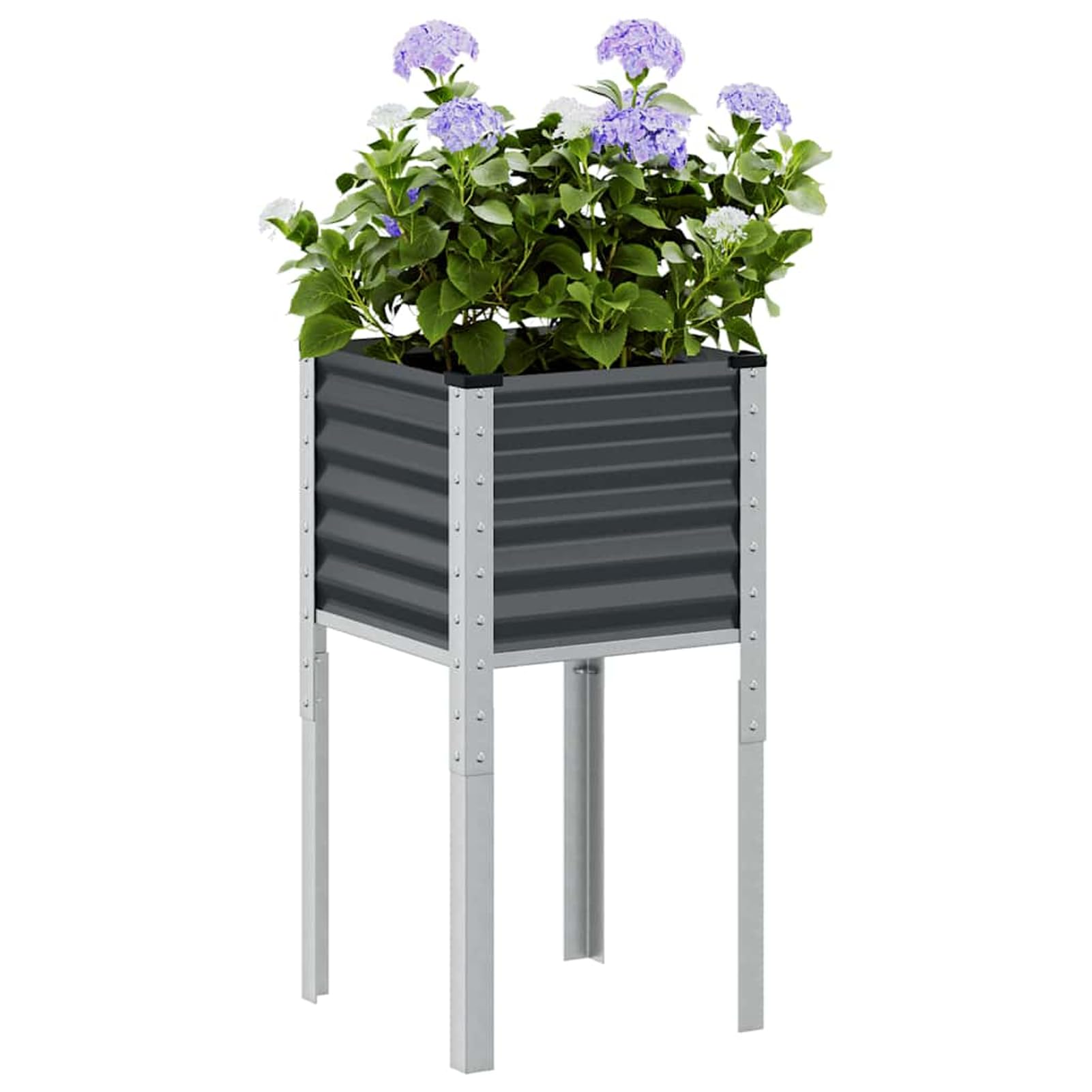 Gecheer Fioriera da Giardino, per Piante Fiori Erbe aromatiche Verdure, 45x45x88 cm, Acciaio, fioriera Quadrata Alta per Balcone Patio Giardino