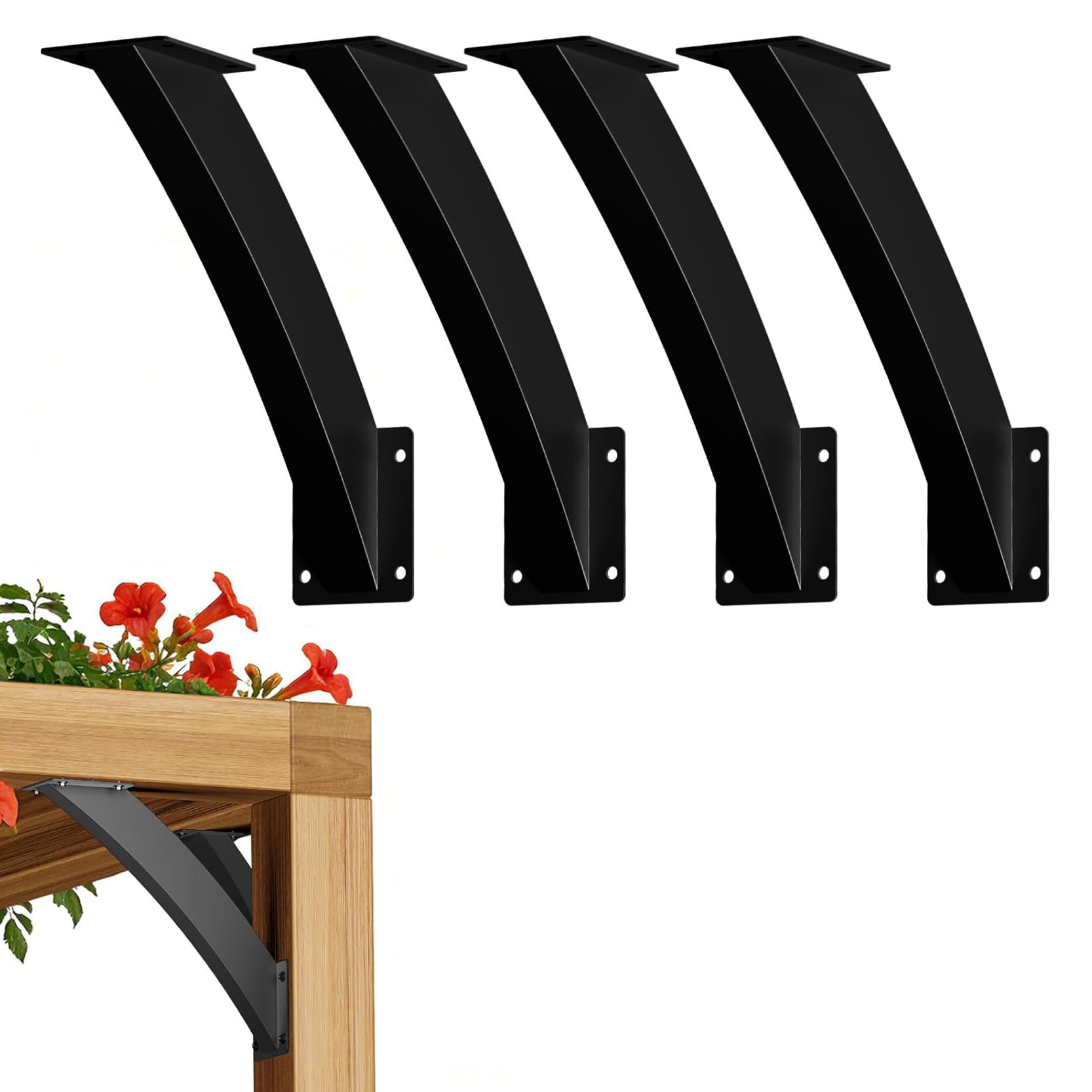 LQSYBHD 45 Degree Angle Support Brackets Heavy Duty Connector Brace Bracket for Pergola Deck Porch Log Cabin Support Bracket Kit Wooden Structures Support(Size:4pcs)
