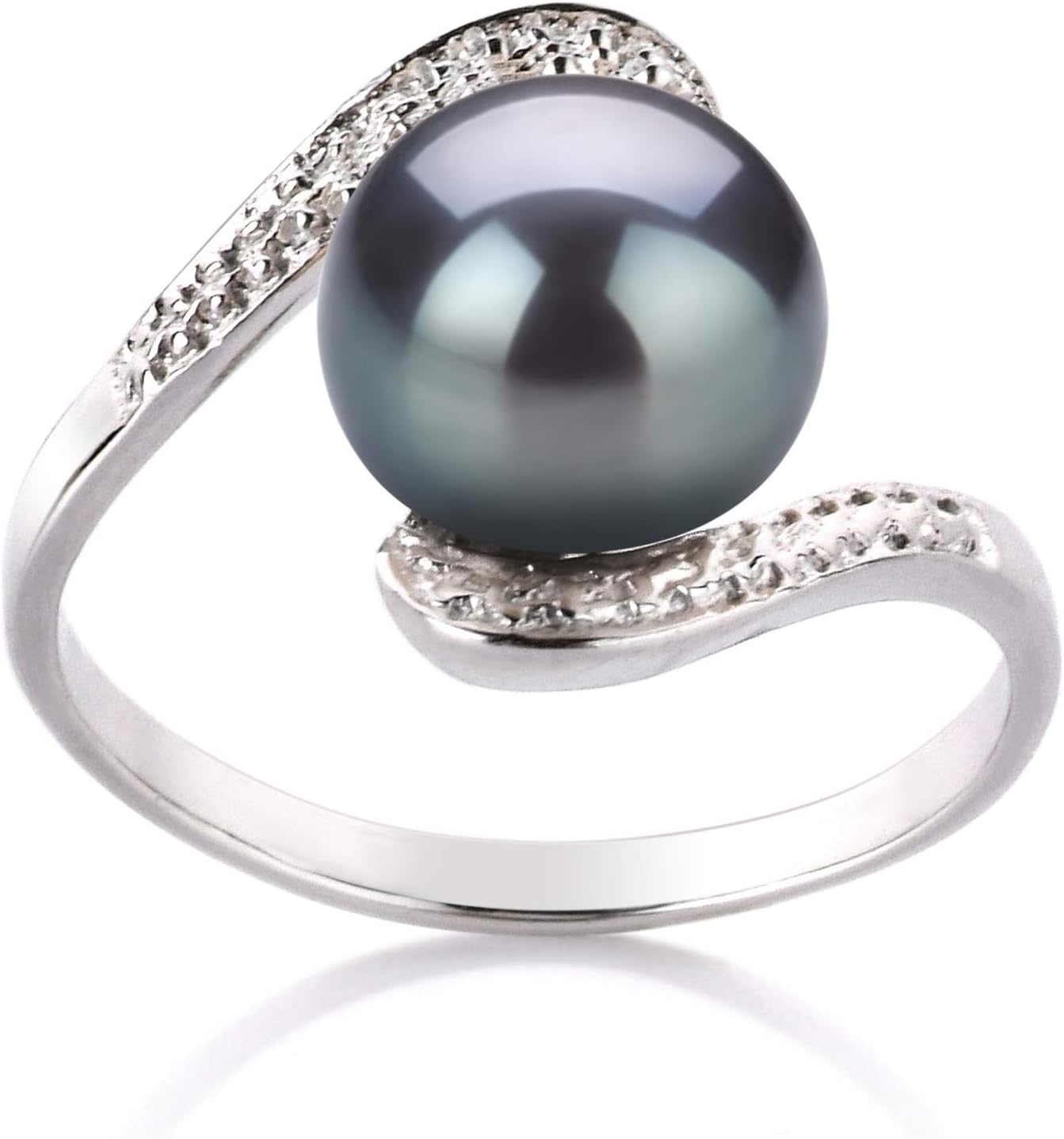 Chantel Black 9-10mm AA Quality Freshwater 925 Sterling Silver Cultured Pearl Ring For Women