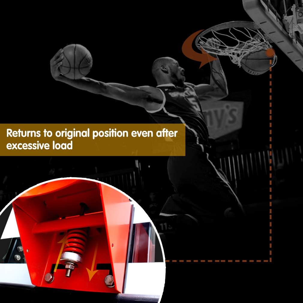 Professional 180º Heavy Duty Breakaway Basketball Rim，18 inch Single Spring Flex Rim Goal Replacement fit Indoor and Outdoor Backboard