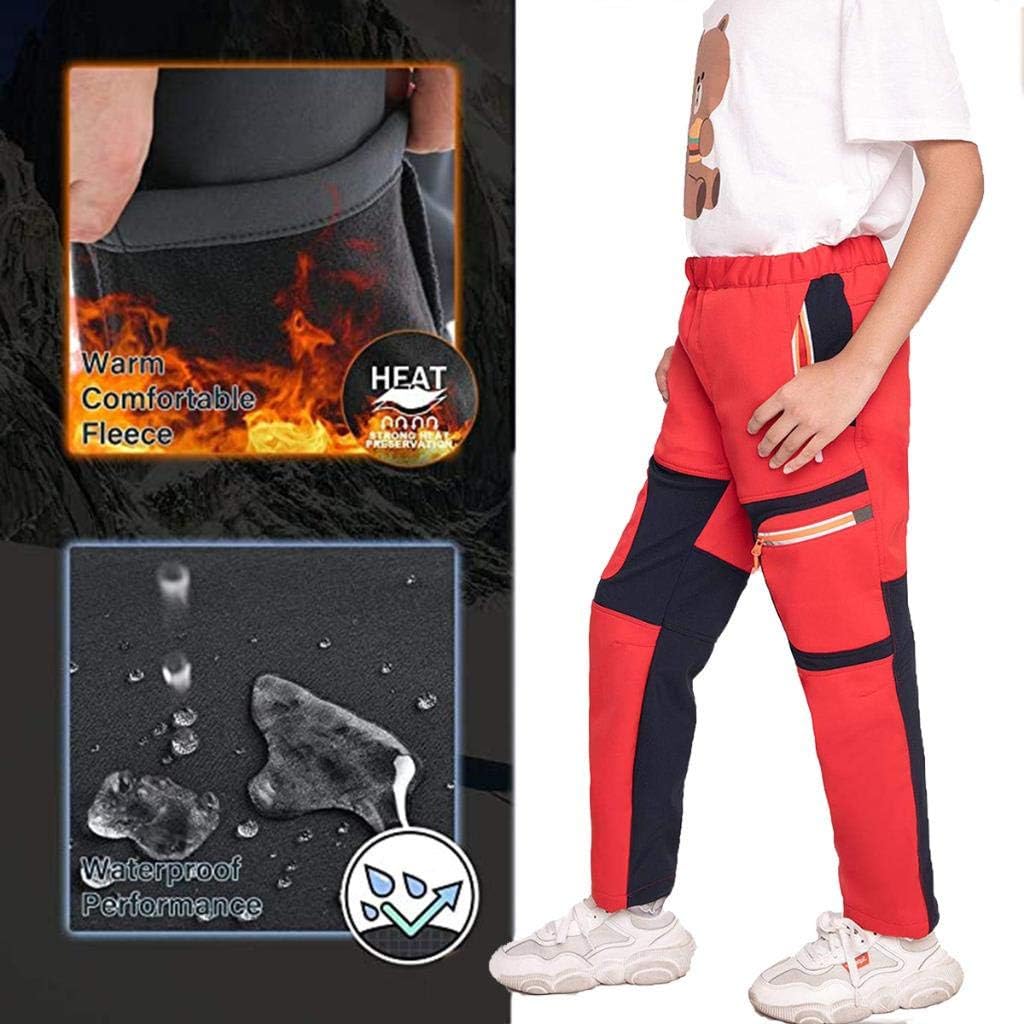 linlon Kids Boy's Youth Fleece Hiking Pants Waterproof Softshell Warm Windbreaker Snow Pants Insulated Trousers : Sports & Outdoors