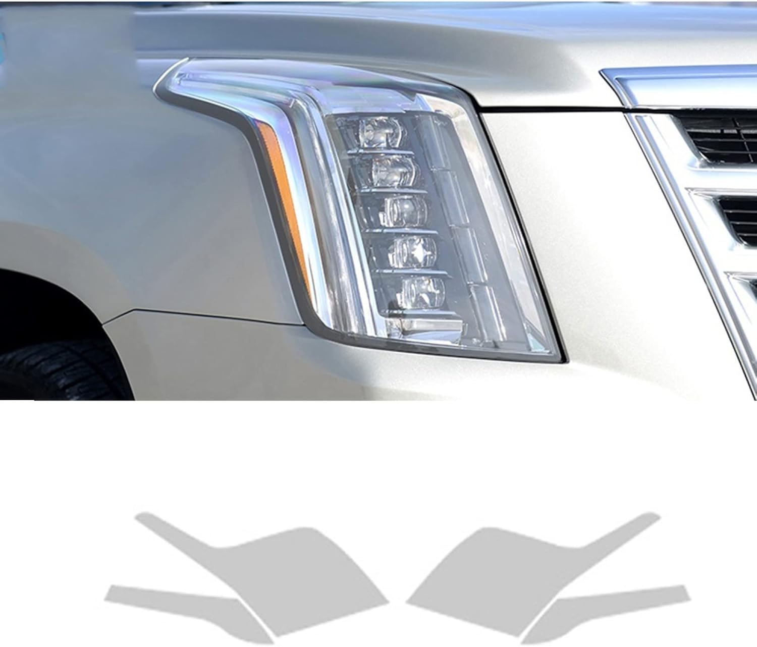 Car Headlight Protective Film for Cadillac Escalade 2015-2020, Transparent Blackened TPU Sticker,Transparent