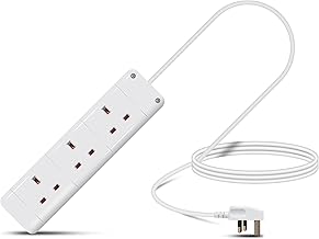 Eagle Three Gang Mains Power 13A Extension Socket to 13A UK Plug Lead Cable, British Standards BS1363 2m