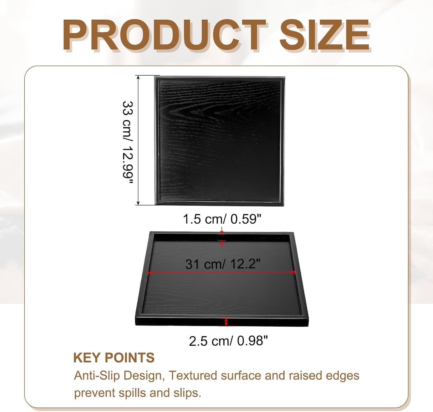 Wooden Serving Tray Square Wood Serving Tray Decorative Platter, 13x13 Inch Fit for Home Decor Kitchen Coffee Table Candle Holder, (Black) 13x13 Inch Black