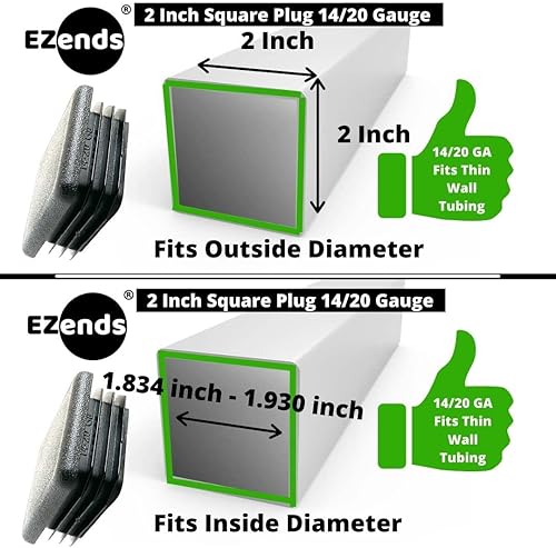 Miniatura 7 de Tapa de extremo de tubo cuadrado extra duradera de 2.0 pulgadas (dimensión exterior del tubo de 2 pulgadas), polietileno de densidad de plástico