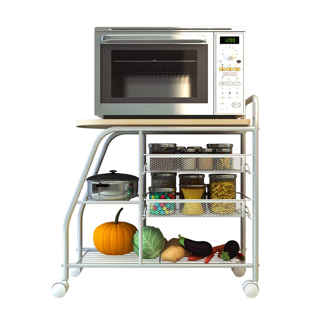 Carro de Servicio Industrial Carrito de Cocina de Cocina Carritos para Equipos rodantes Organizador Carro sobre Ruedas Almacenamiento, para Horno de microondas Sala de Estar de Oficina, baño