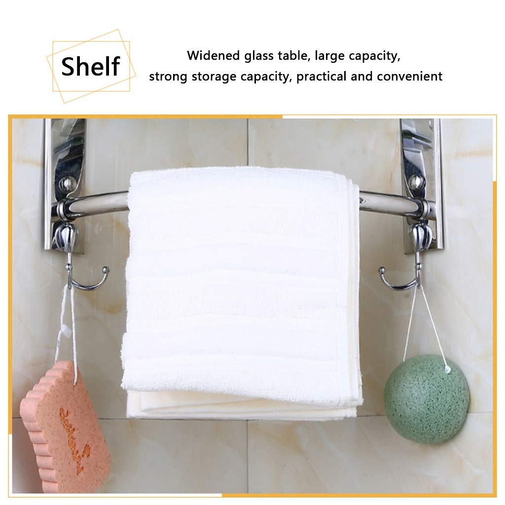 Estante de Vidrio para baño Estante de Esquina para baño Estante de Almacenamiento de Cocina con toallero y Gancho Doble Estante de baño de Vidrio (Color : Style2)
