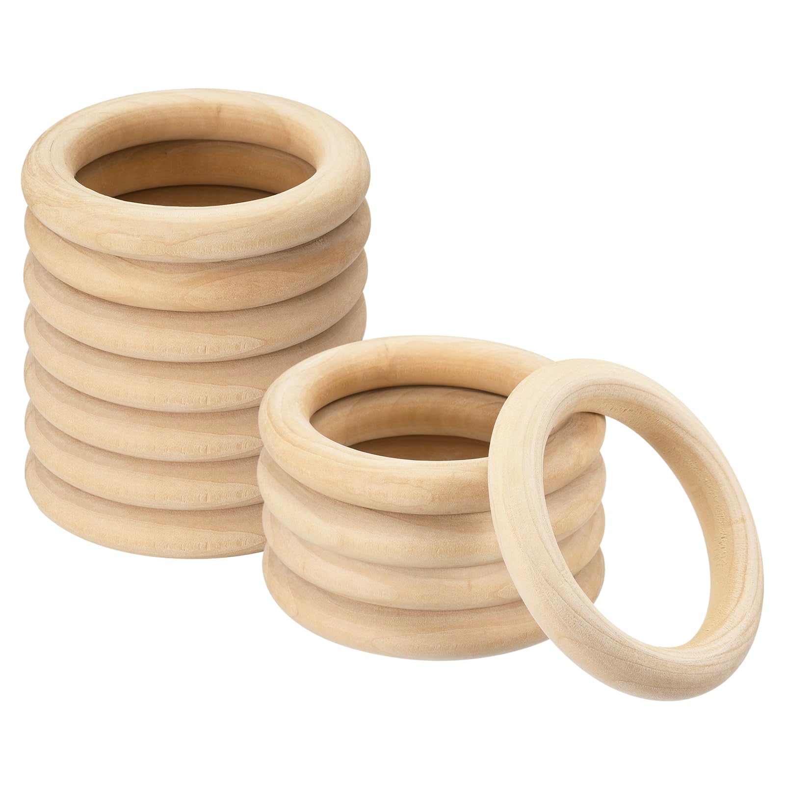 Anneaux en bois naturel 100mm uxcell pour macramé et tricot (Lot de 12)