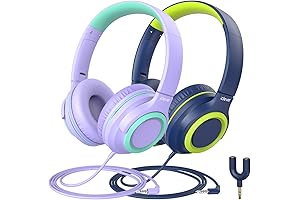 iClever Kids' Premium Noise-Canceling Wired Headphones with Sharing Splitter