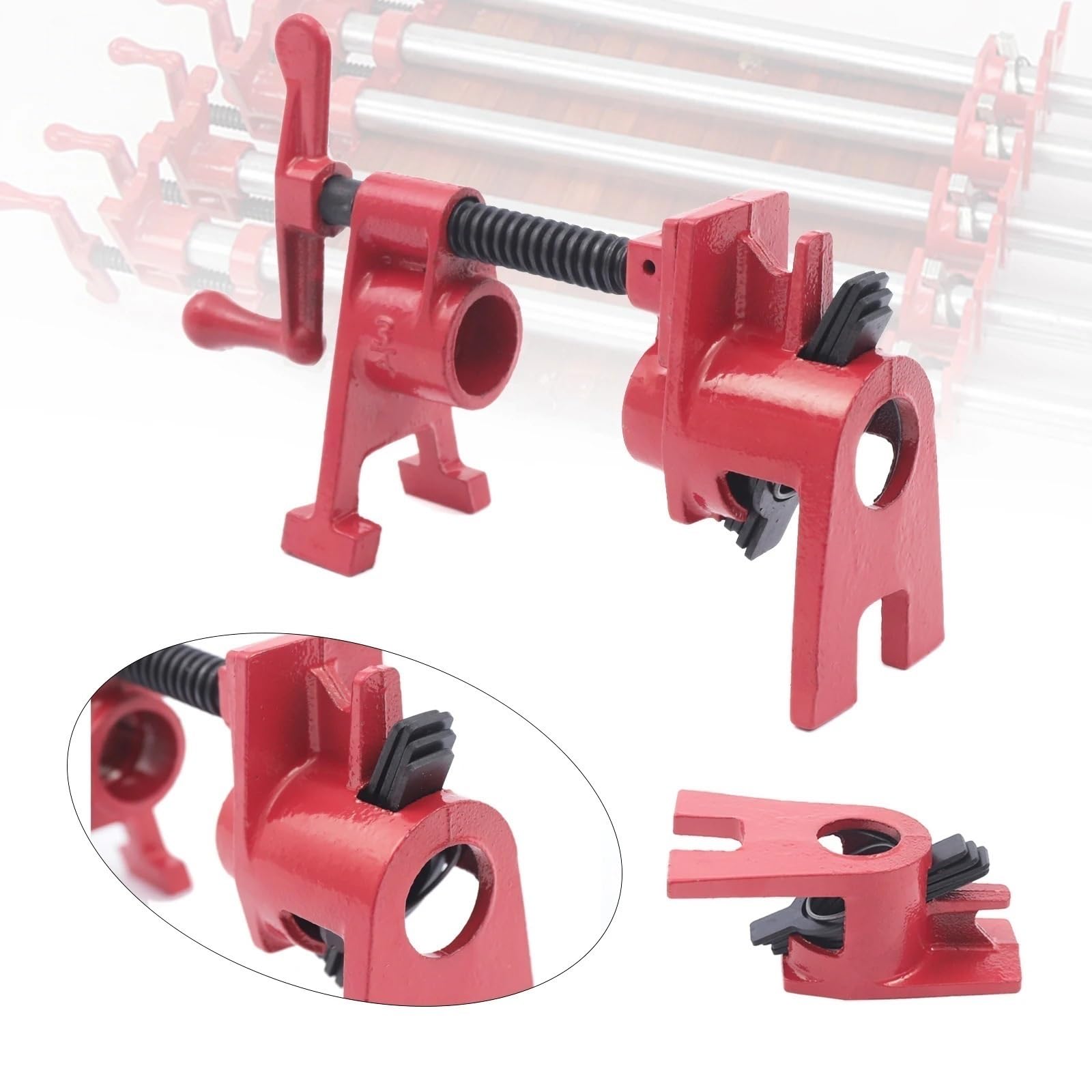 (Paquete De 4) Juego De Abrazaderas De Tubo De Pegamento For Madera De 3/4 ", Abrazaderas De Tubo De Pegamento For Madera De Alta Resistencia Con Base Ancha For Kit De Hierro Fundido For Carpintería