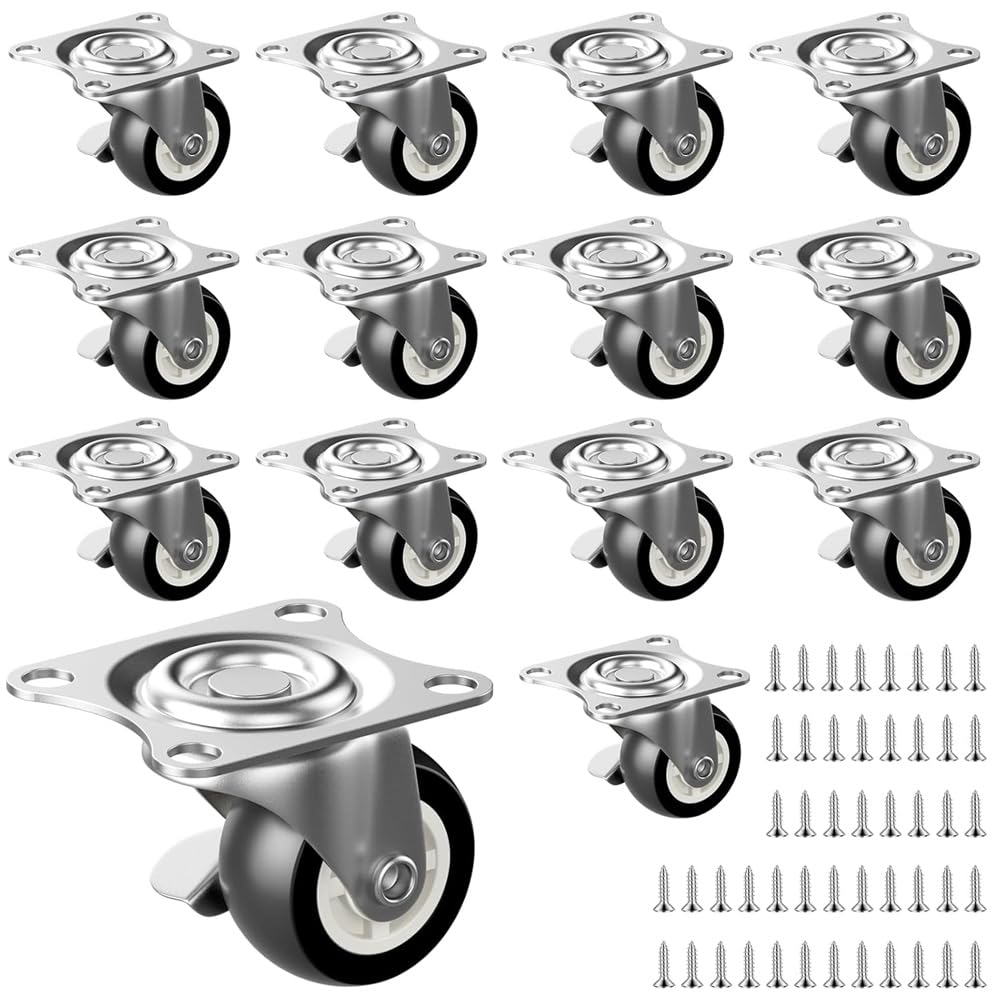 Jnchdghwa As Shown Transport Castors 360 Degree 25Mm Small Load Capacity 112 Kg Pack Of 14 Swivel Castors With Brakes Furniture Castors