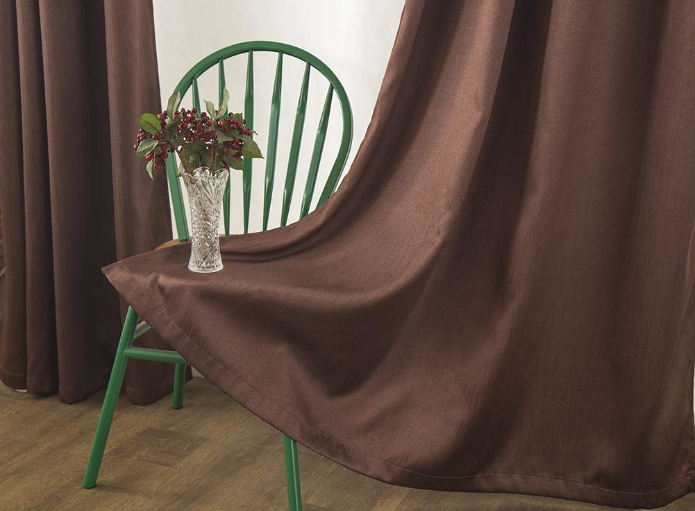 Boyouth Zasłony zaciemniające w jednolitym kolorze, zasłony zaciemniające i zasłony z przelotkami do salonu, sypialni, 2 panele, 140 x 219 cm, brązowe